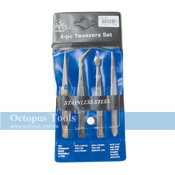不銹鋼鑷子4支組1.2mm厚 500.500